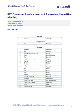 53Rd Research, Development and Innovation Committee Meeting