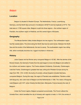 Belgium Location Geography History