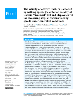 The Criterion Validity of Garmin Vivosmart® HR and Stepwatchtm