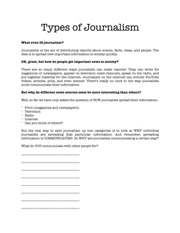 Types of Journalism Paper