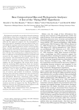 Base Compositional Bias and Phylogenetic Analyses: a Test of the ‘‘Flying DNA’’ Hypothesis Ronald A