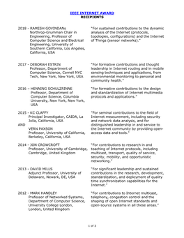 Ieee Internet Award Recipients