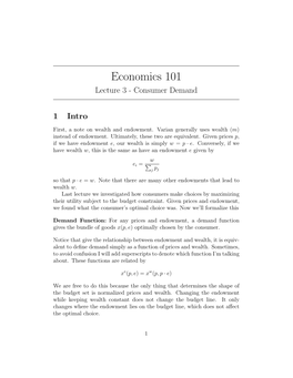 Lecture 3 - Consumer Demand