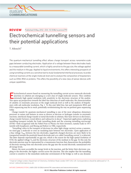 Electrochemical Tunnelling Sensors and Their Potential Applications