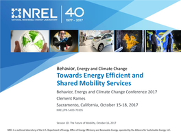 Towards Energy Efficient and Shared Mobility Services