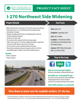 I-270 Northwest Side Widening Project Details Fast Facts