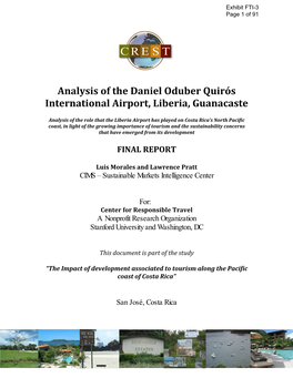 Analysis of the Daniel Oduber Quirós International Airport, Liberia, Guanacaste