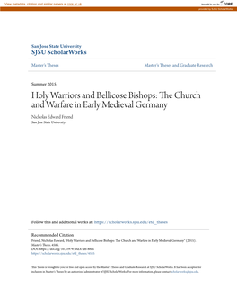 Holy Warriors and Bellicose Bishops: the Church and Warfare in Early Medieval Germany