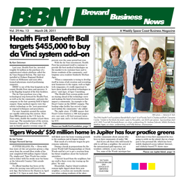 Health First Benefit Ball Targets $455,000 to Buy Da Vinci System Add–On Percent Over the Same Period Last Year