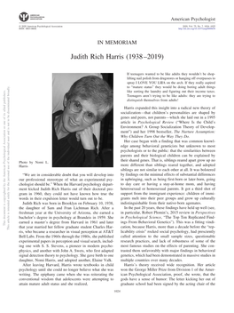 Judith Rich Harris (1938–2019)