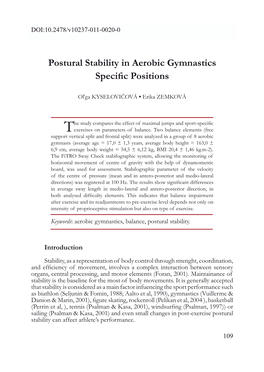 Postural Stability in Aerobic Gymnastics Specific Positions