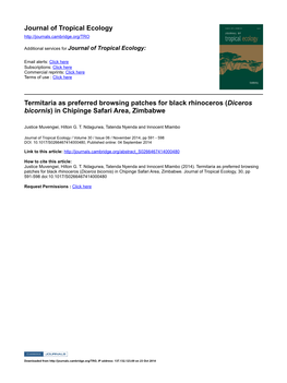 Journal of Tropical Ecology Termitaria As Preferred Browsing Patches For