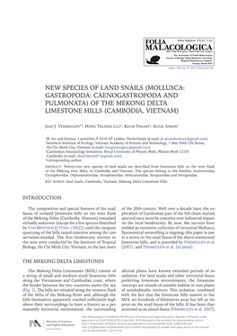 New Species of Land Snails (Mollusca: Gastropoda: Caenogastropoda and Pulmonata) of the Mekong Delta Limestone Hills (Cambodia, Vietnam)