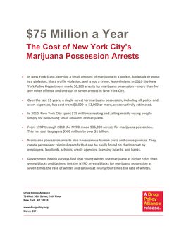 $75 Million a Year: the Cost of New York City Marijuana Possession