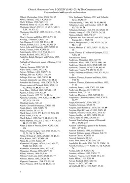 Church Monuments Vols I–XXXIV (1985–2019) the Commemorated Page Numbers in Bold Type Refer to Illustrations