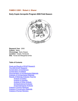 Early Copán Acropolis Program 2000 Field Season