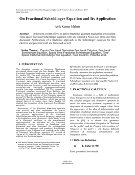 On Fractional Schrödinger Equation and Its Application