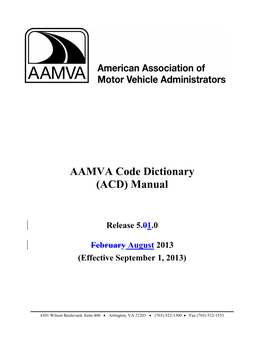 AAMVA Code Dictionary (ACD) Manual