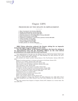 Chapter LXVI. PROCEDURE of the SENATE in IMPEACHMENT