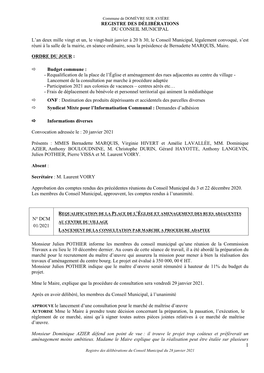 Registre Des Délibérations Du Conseil Municipal