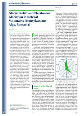 Glaciar Relief and Pleistocene Glaciation in Retezat Mountains