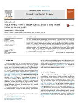 What Do They Snapchat About?” Patterns of Use in Time-Limited Instant Messaging Service