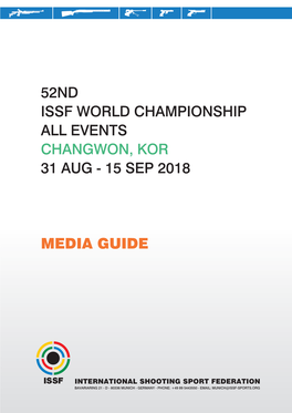 52Nd Issf World Championship All Events Changwon, Kor 31 Aug - 15 Sep 2018