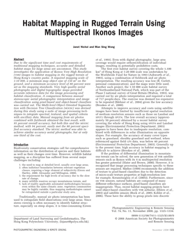 Habitat Mapping in Rugged Terrain Using Multispectral Ikonos Images