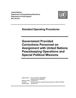 Government Provided Corrections Personnel on Assignment with United Nations Peacekeeping Operations and Special Political Missions
