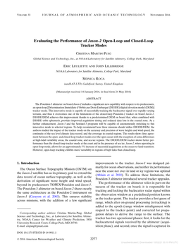 Evaluating the Performance of Jason-2 Open-Loop and Closed-Loop Tracker Modes