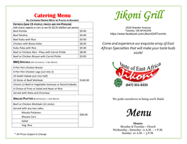 Jikoni Grill Menu