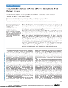 Temporal Properties of Cone Ergs of Pikachurin Null Mutant Mouse