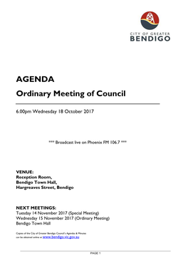 AGENDA Ordinary Meeting of Council