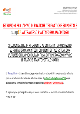 Istruzioni Per L'invio Di Pratiche Telematiche Su