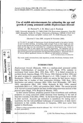 Use of Otolith Microincrements for Estimating the Age and Growth of Young Armoured Catfish Hoplosterizunt Littorale J