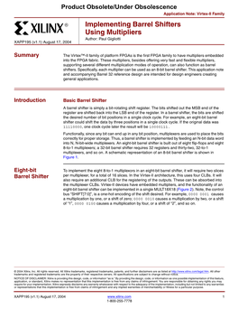 XAPP195 Implementing Barrel Shifters Using Multipliers
