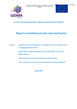 Report on Institutional and Contextual Factors