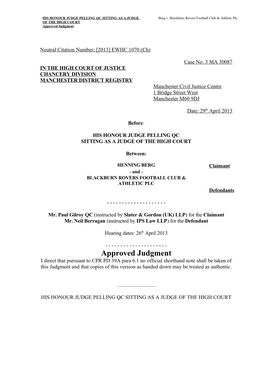 High Court Judgment Template