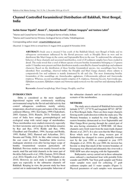 Channel Controlled Foraminiferal Distribution Off Bakkhali, West Bengal, India