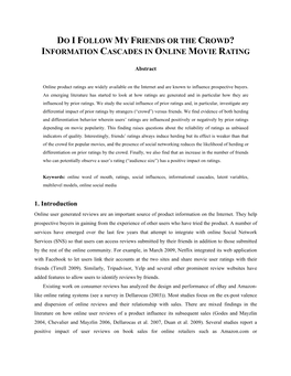 Information Cascades in Online Movie Rating