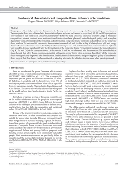 Influence of Fermentation Dogore Yolande DIGBEU¹, Ahipo Edmond DUE², Soumaila DABONNE²*