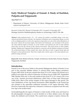 Early Medieval Temples of Eranad: a Study of Karikkat, Pulpatta and Trippanachi