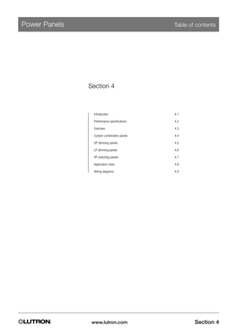 Power Panels Table of Contents