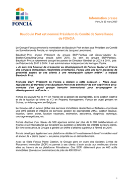 Information Presse Baudouin Prot Est Nommé Président Du Comité De