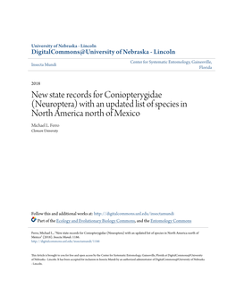 New State Records for Coniopterygidae (Neuroptera) with an Updated List of Species in North America North of Mexico Michael L