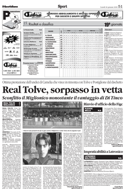 Real Tolve, Sorpasso in Vetta