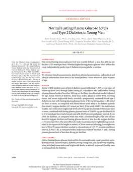 Normal Fasting Plasma Glucose Levels and Type 2 Diabetes in Young Men