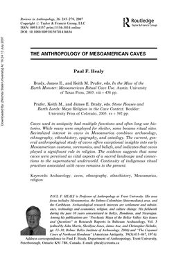 The Anthropology of Mesoamerican Caves