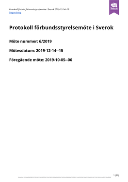 Protokoll Förbundsstyrelsemöte I Sverok