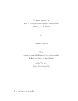 “In the Sea but Not of It” Rites of Passage and Liminal Spiritual Perspectives In